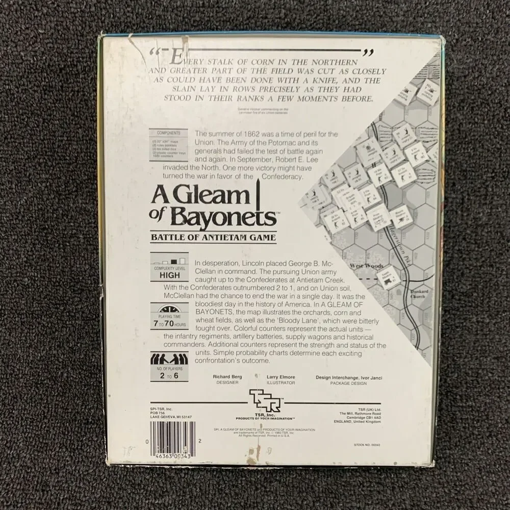 TSR SPI : A Gleam of Bayonets - Battle of Antietam Game - GBACW #7 (UNPUNCHED)